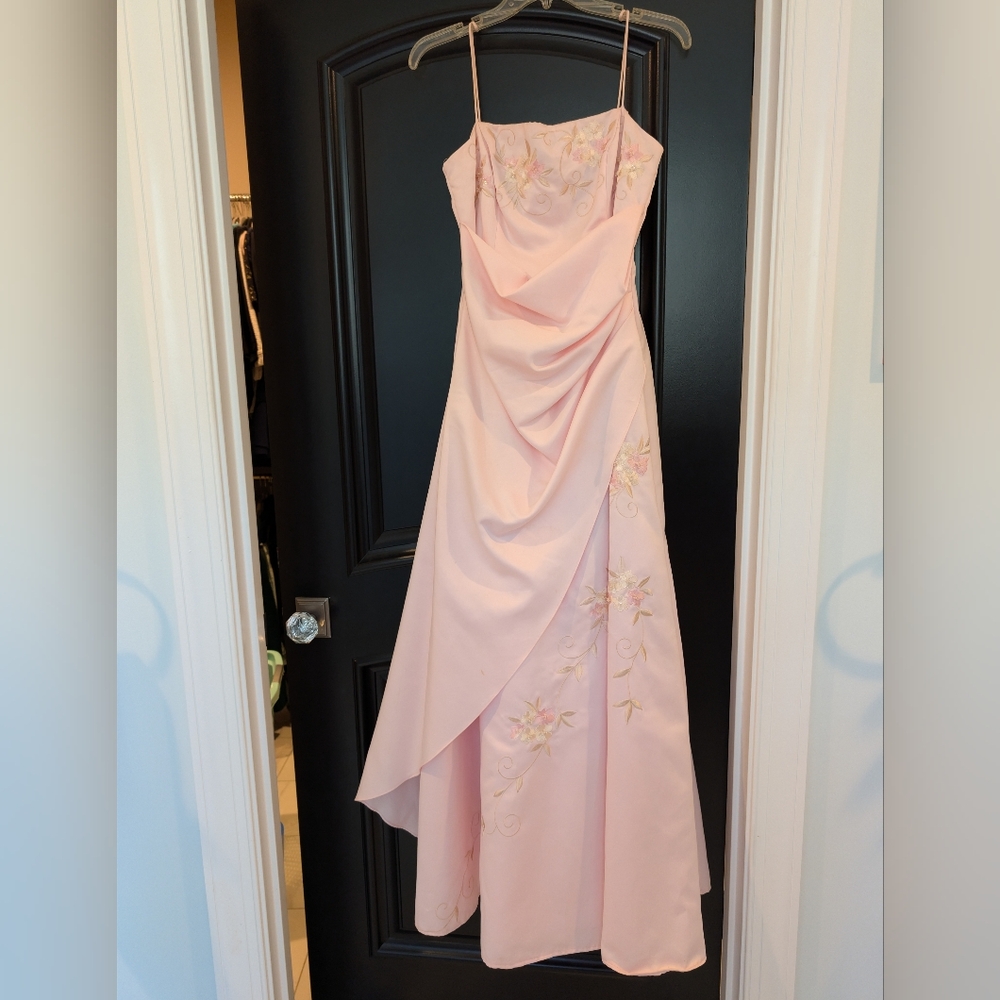 Vintage Jodi Kristopher Thin Strap Pink Floral Formal Prom Dress Juniors 11
